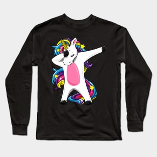 Dabbing Unicorn Costume Rainbow Horse Girl gift Long Sleeve T-Shirt